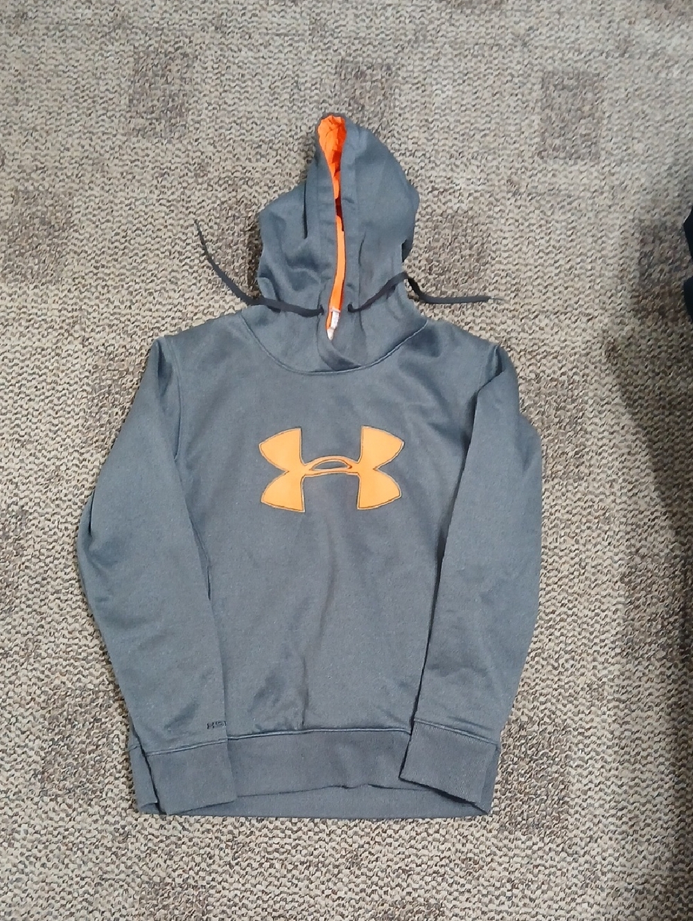 Under Armour Men's Gray Hoodie with Orange Logo